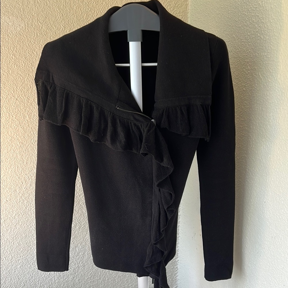 Cache Black Ruffled Cardigan